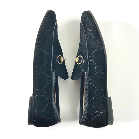 Gucci Jordaan Horsebit GG Black Velvet Loafers Men’s 9.5 - Picture 5 of 12